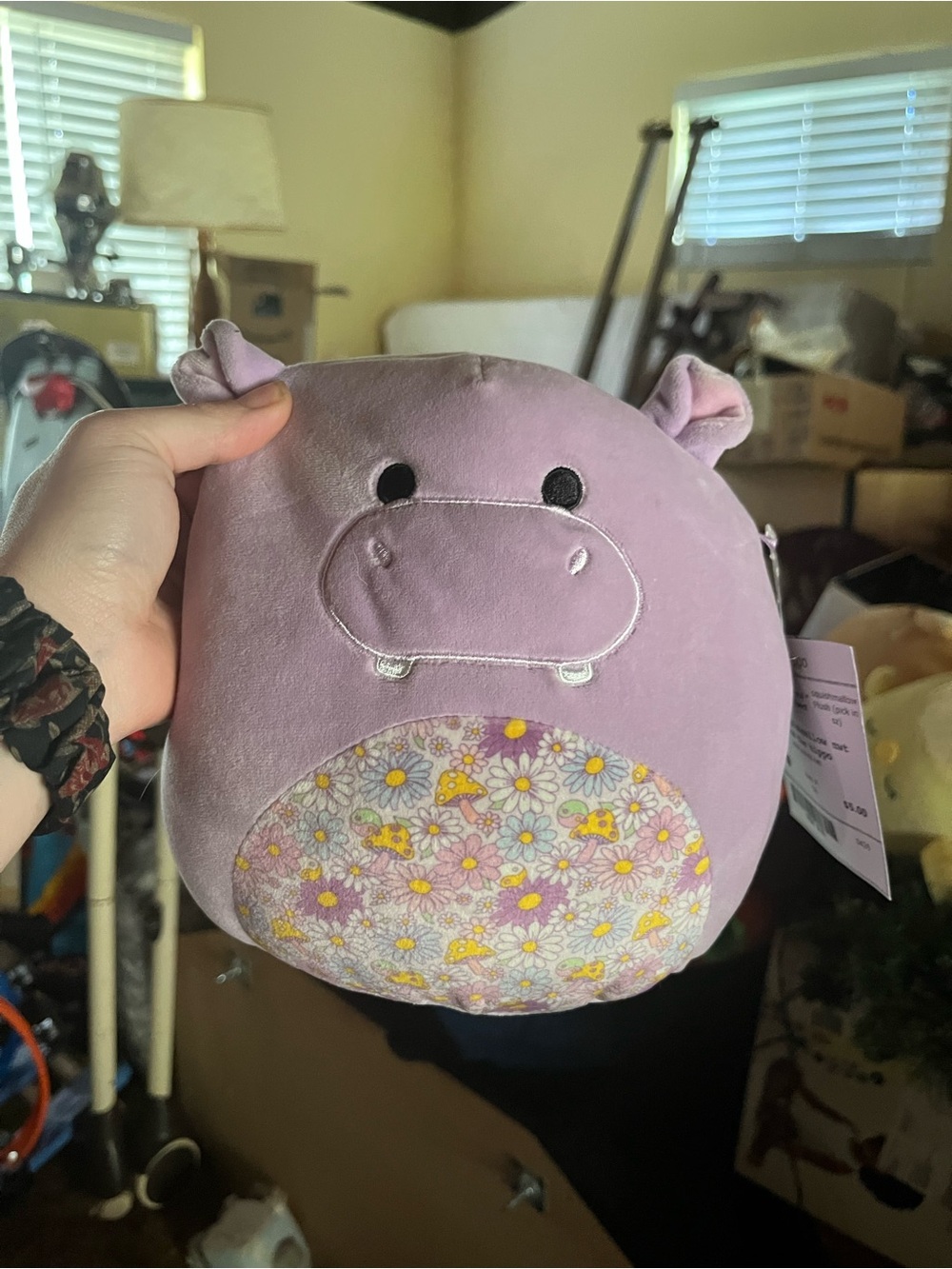 Squishmallows Purple Hippo Plush with Floral Belly